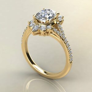 OV099 Yellow Gold Oval Cut Halo Design Engagement Ring
