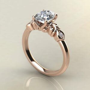 OV100 Rose Gold Oval Cut Antique Design Engagement Ring