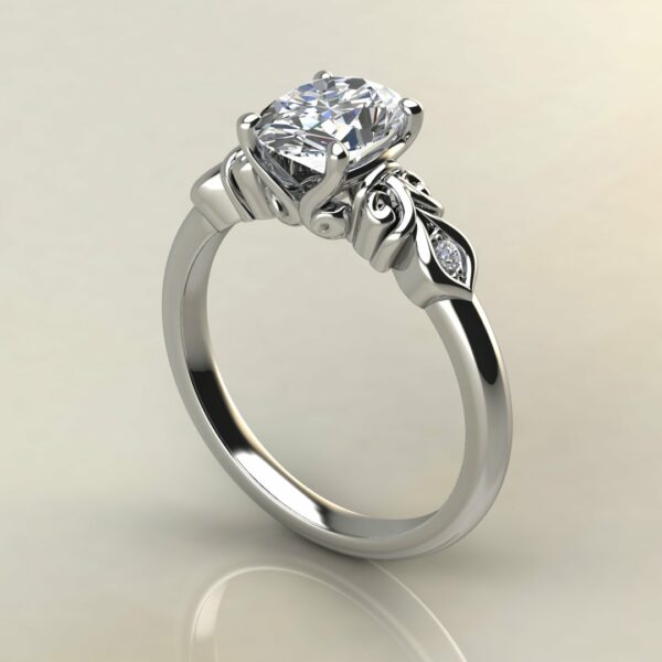 OV100 White Gold Oval Cut Antique Design Engagement Ring