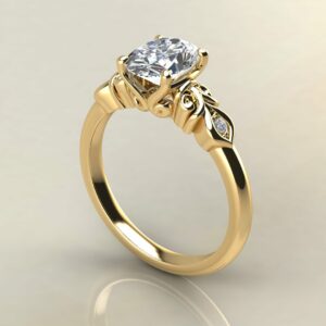 OV100 Yellow Gold Oval Cut Antique Design Engagement Ring