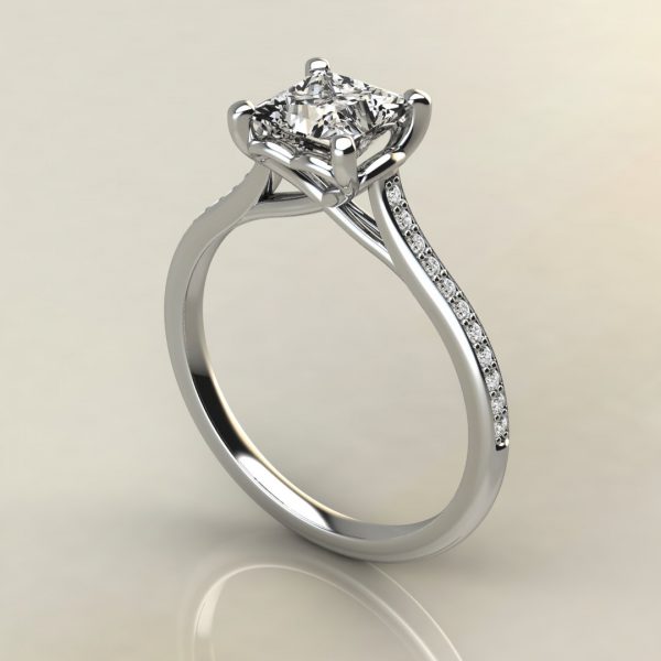 Moissanite Princess Cut Heart Prong Engagement Ring
