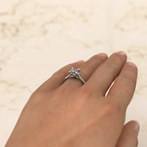 Moissanite Princess Cut Heart Prong Engagement Ring