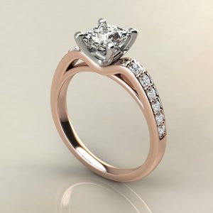 P004 Rose Gold Tall Curve Princess Cut Engagement Ring