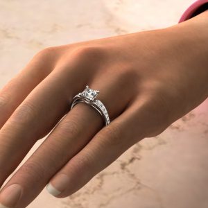 Tall Curve Moissanite Princess Cut Engagement Ring