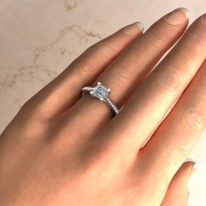 Tall Cathedral Moissanite Princess Cut Engagement Ring