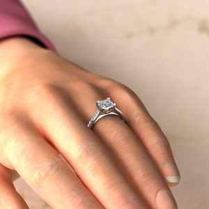 Tall Cathedral Moissanite Princess Cut Engagement Ring
