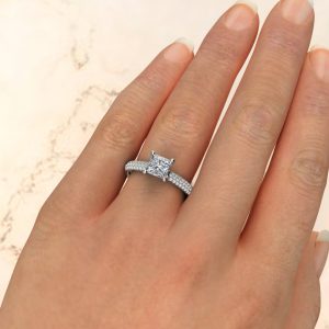 Small Cathedral Princess Cut Swarovski Engagement Ring