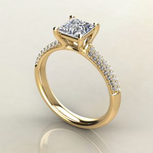Small Cathedral Princess Cut Moissanite Engagement Ring