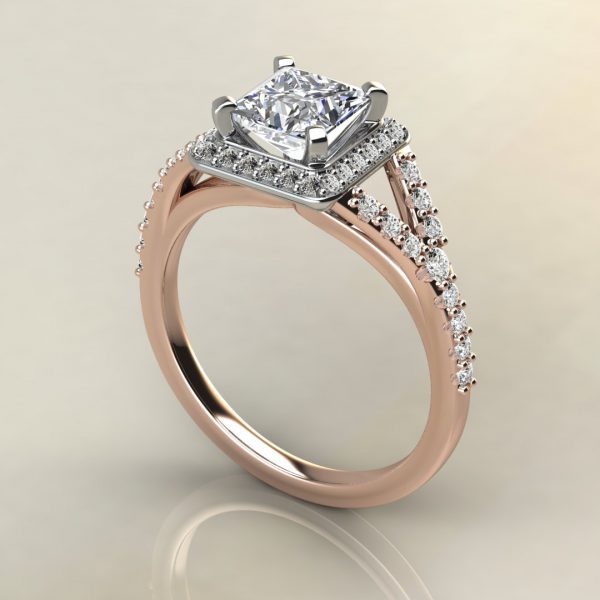 Split Shank Halo Princess Cut Moissanite Engagement Ring - Yalish Diamonds