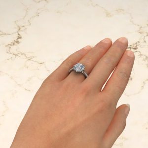 Moissanite Graduated Halo Princess Cut Engagement Ring