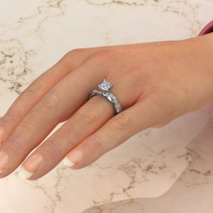 Twist Princess Cut Moissanite Engagement Ring