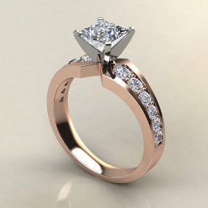 P024 Rose Gold Graduated Princess Cut Engagement Ring