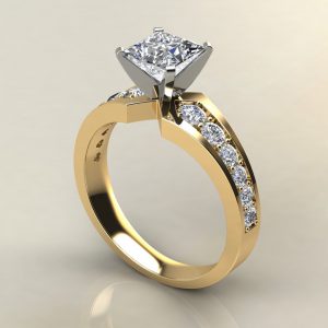 P024 Yellow Gold Graduated Princess Cut Engagement Ring