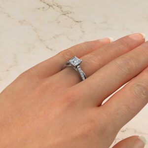 Split Twist Princess Cut Swarovski Engagement Ring