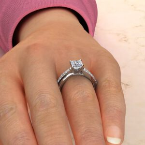 Split Twist Princess Cut Moissanite Engagement Ring