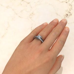 Split & Plain Shank Princess Cut Swarovski Engagement Ring
