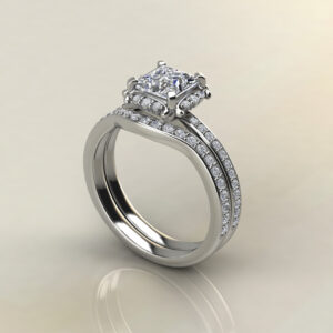 Floral Halo Princess Cut Moissanite Engagement Ring