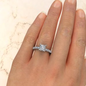Hidden Halo Princess Cut Swarovski Engagement Ring