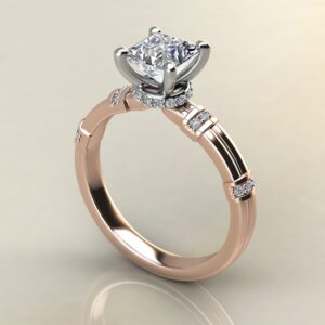 P043 Rose Gold Two-Shank Wraps Style Princess Cut Engagement Ring