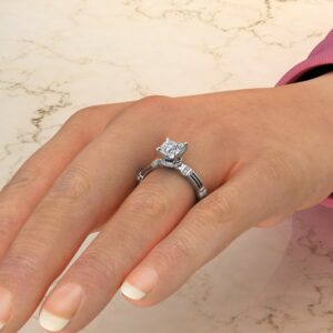 Two-Shank Wraps Style Princess Cut Moissanite Engagement Ring