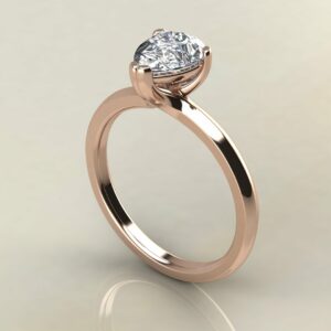 P047 Rose Gold Pear Cut Solitaire Cross Prong Engagement Ring