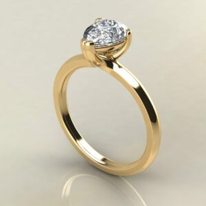P047 Yellow Gold Pear Cut Solitaire Cross Prong Engagement Ring