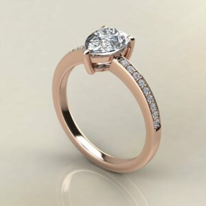 P050 Rose Gold Pear Cut Shared Prong Engagement Ring