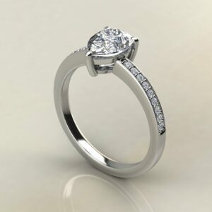 P050 White Gold Pear Cut Shared Prong Engagement Ring