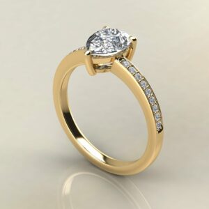 P050 Yellow Gold Pear Cut Shared Prong Engagement Ring