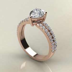 P051 Rose Gold Pear Cut Split Shank Engagement Ring