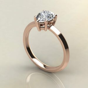 P054 Rose Gold Pear Cut Sharp Edge Solitaire Engagement Ring
