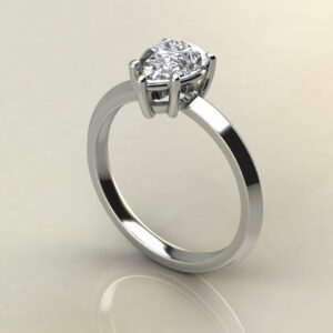 P054 White Gold Pear Cut Sharp Edge Solitaire Engagement Ring