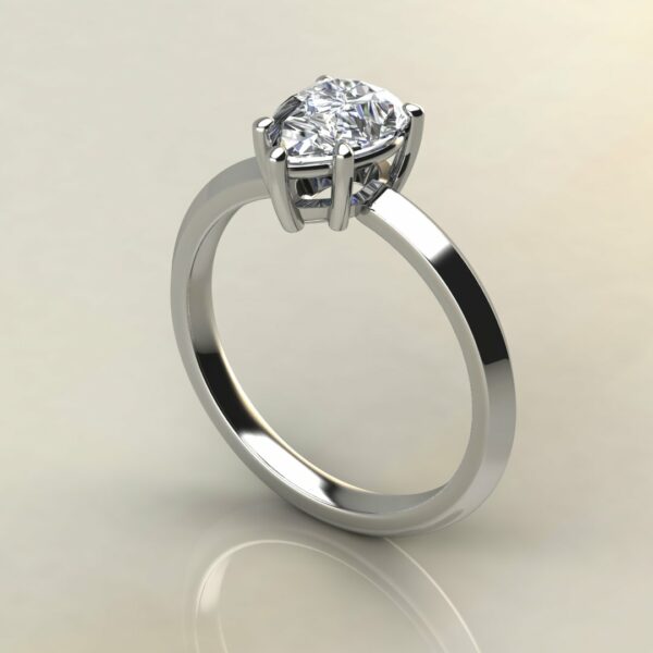 P054 White Gold Pear Cut Sharp Edge Solitaire Engagement Ring
