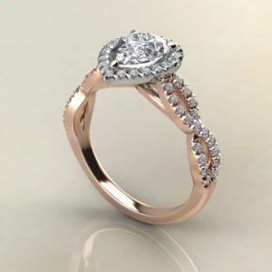 P055 Rose Gold Pear Cut Halo Infinity Engagement Ring