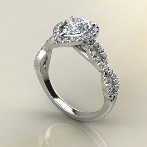 P055 White Gold Pear Cut Halo Infinity Engagement Ring