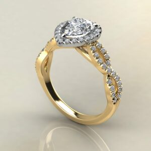 P055 Yellow Gold Pear Cut Halo Infinity Engagement Ring