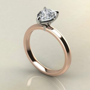 P056 Rose Gold Pear Cut Solitaire Claw Prong Engagement Ring