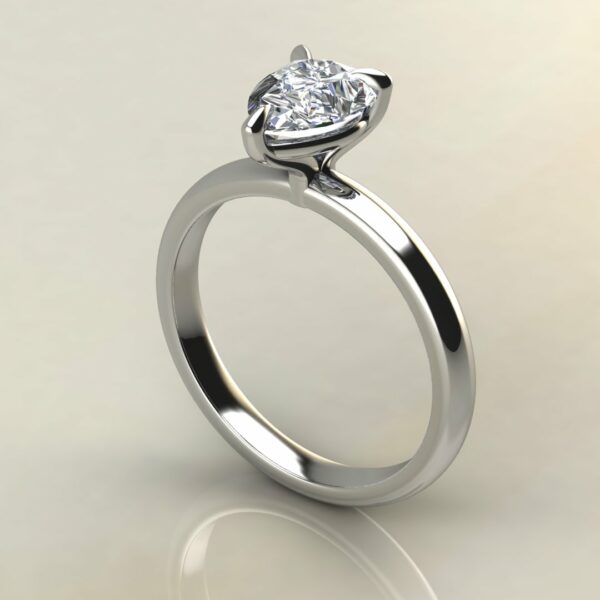 P056 White Gold Pear Cut Solitaire Claw Prong Engagement Ring