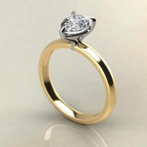 P056 Yellow Gold Pear Cut Solitaire Claw Prong Engagement Ring