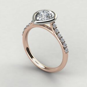 P059 Rose Gold Pear Cut Bezel Engagement Ring