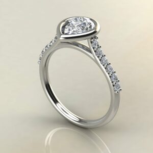 P059 White Gold Pear Cut Bezel Engagement Ring
