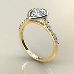 P059 Yellow Gold Pear Cut Bezel Engagement Ring