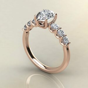 P060 Rose Gold Pear Cut U Shared Prong Engagement Ring