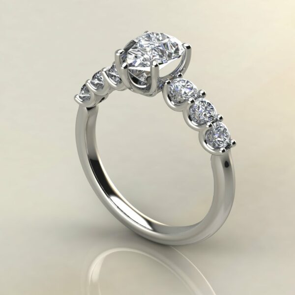 P060 White Gold Pear Cut U Shared Prong Engagement Ring