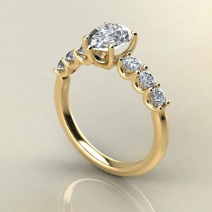 P060 Yellow Gold Pear Cut U Shared Prong Engagement Ring