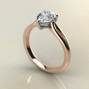 P061 Rose Gold Pear Cut Split Shank Solitaire Engagement Ring