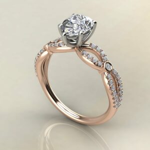 P065 Rose Gold Pear Cut Split Shank Bezel Engagement Ring