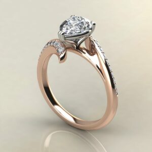 P066 Rose Gold Pear Cut Open Shank Engagement Ring