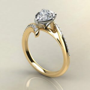 P066 Yellow Gold Pear Cut Open Shank Engagement Ring