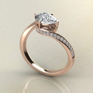 P067 Rose Gold Wrapped Pear Cut Engagement Ring